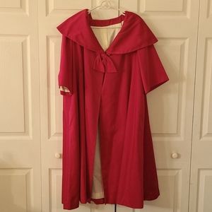 Sandra Sage Vintage fuchsia silk satin swing coat. 1960's